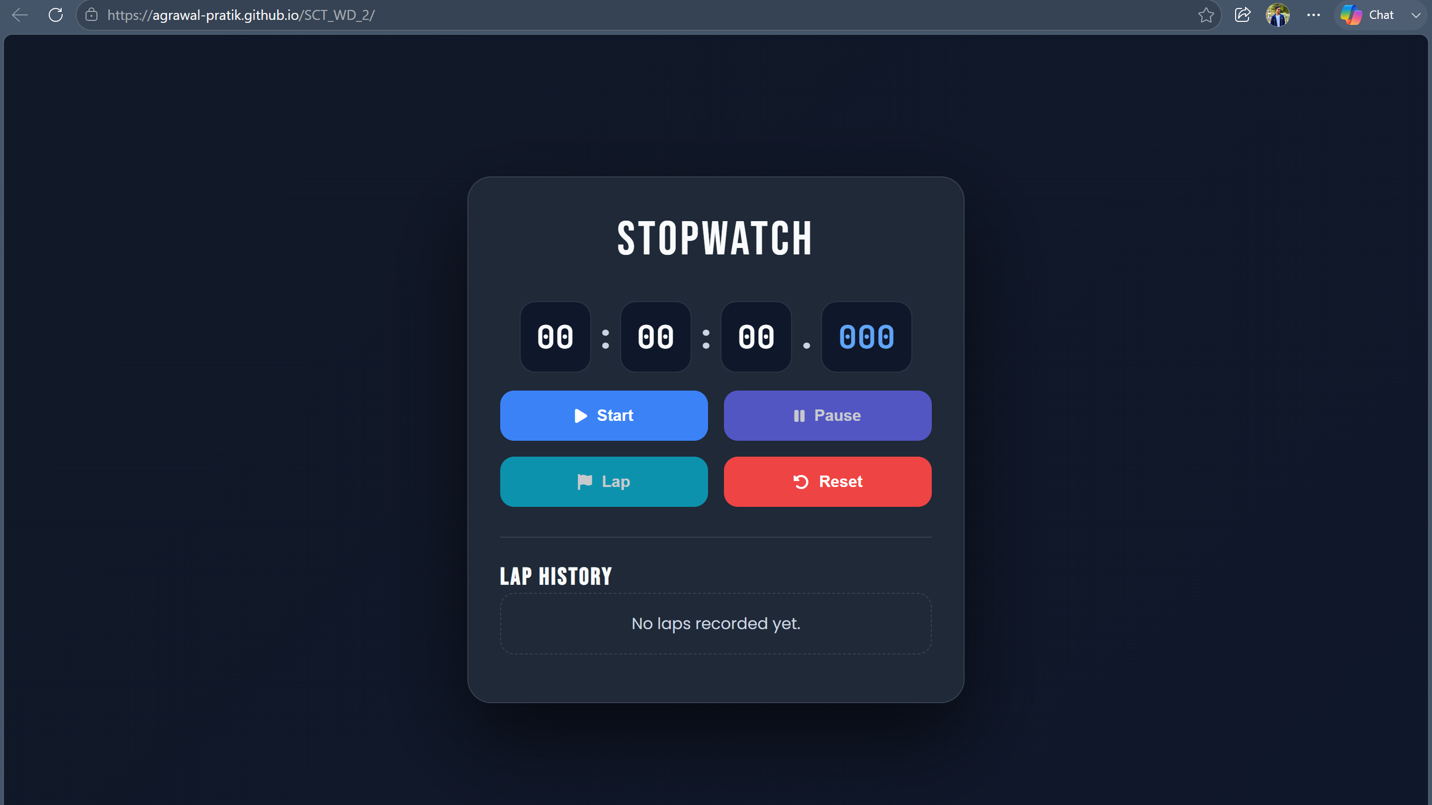 Stopwatch Web Application